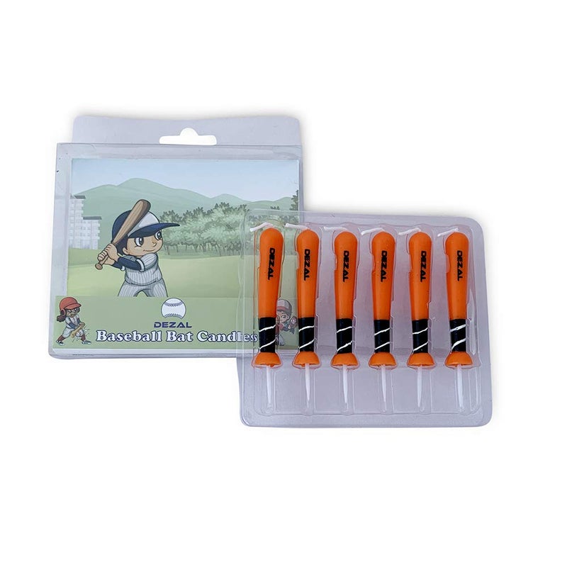 DEZAL Orange Baseball Bat and Softball Bat Candles (6 Pack) for Baseball Birthday Party Supplies and Decorations â€“ Cupcake and Birthday Cake Topper Candles for Softball Fastpitch and Baseball Fans - Image 5